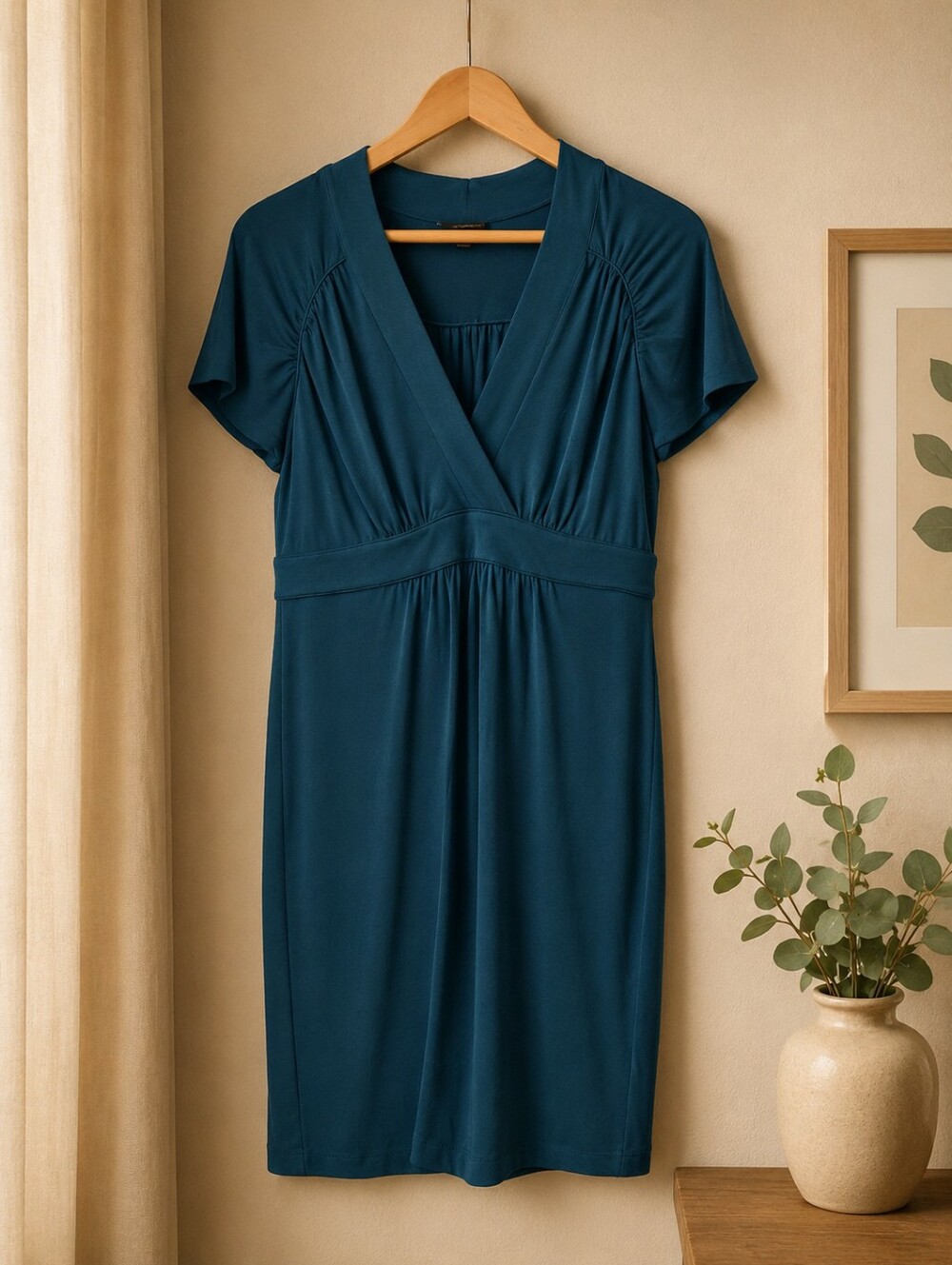 Banana Republic Teal Wrap-Style Jersey Midi Dress